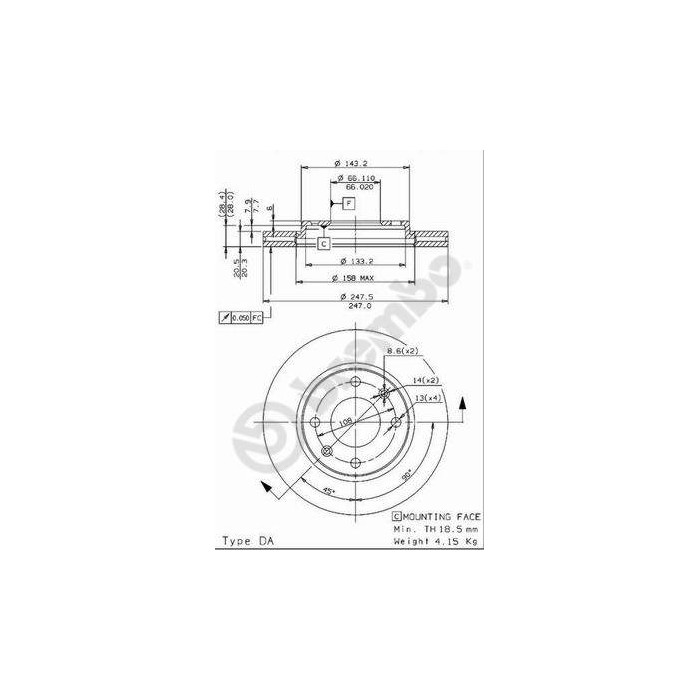 BREMBO Bremsscheibe 09.9610.14