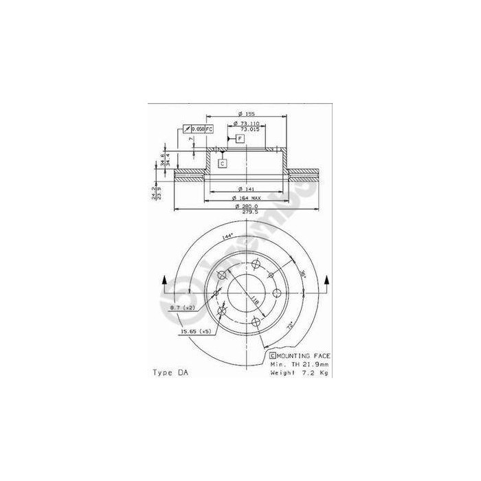 BREMBO Bremsscheibe 09.9614.14