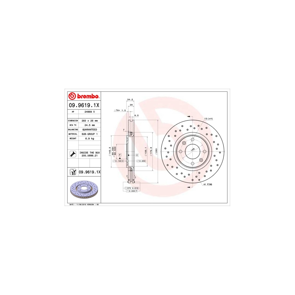 BREMBO XTRA LINE Bremsscheibe 09.9619.1X