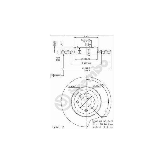 BREMBO Bremsscheibe 09.9626.14 Fiat, Lancia
