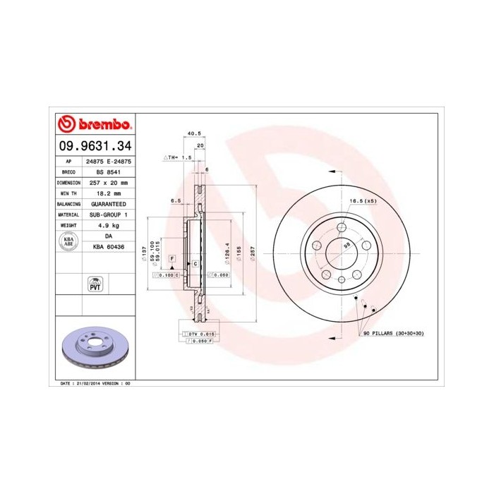 BREMBO Bremsscheibe 09.9631.34