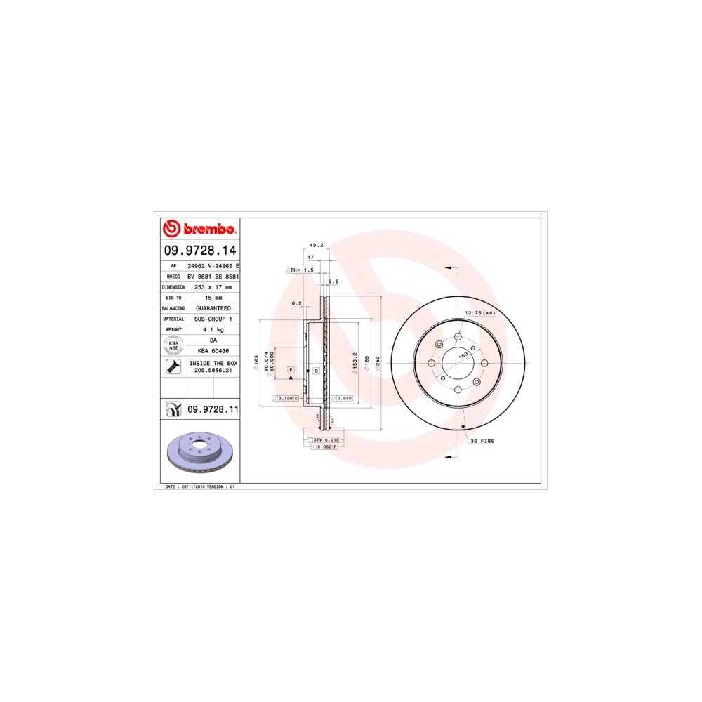 BREMBO Bremsscheibe 09.9728.14