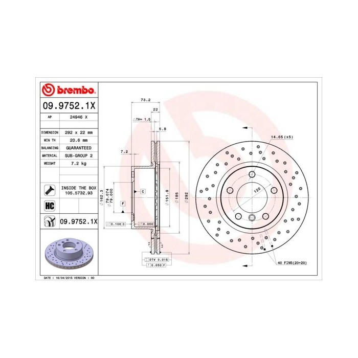 BREMBO XTRA LINE Bremsscheibe 09.9752.1X