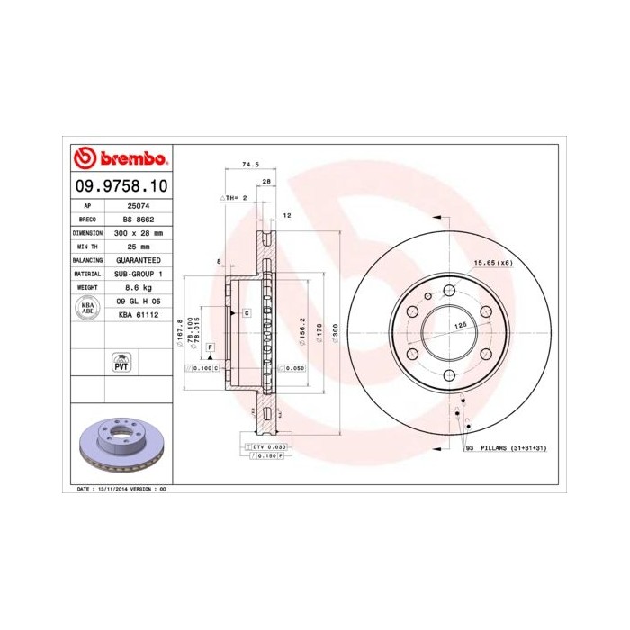 BREMBO Bremsscheibe 09.9758.10