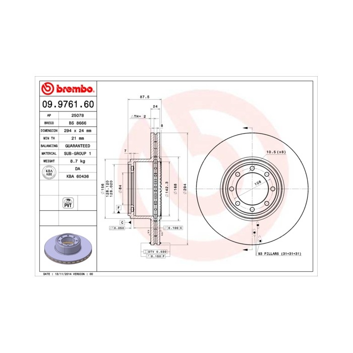 BREMBO Bremsscheibe 09.9761.60