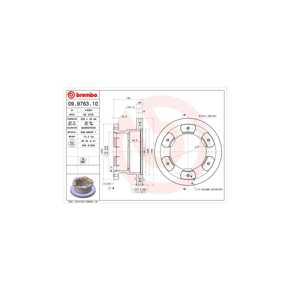 BREMBO Bremsscheibe 09.9763.10