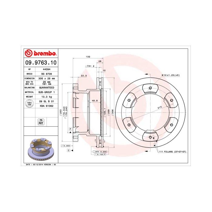 BREMBO Bremsscheibe 09.9763.10