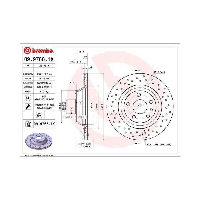 BREMBO XTRA LINE Bremsscheibe 09.9768.1X