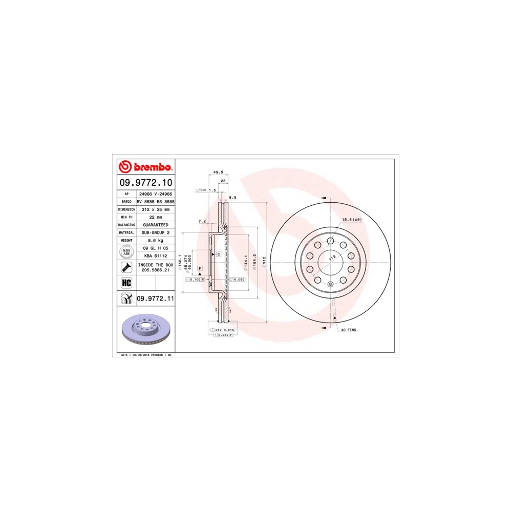BREMBO Bremsscheibe 09.9772.10
