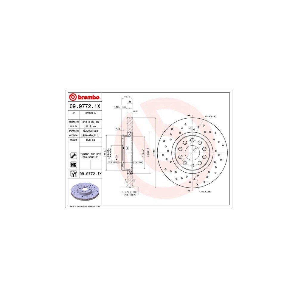BREMBO XTRA LINE Bremsscheibe 09.9772.1X