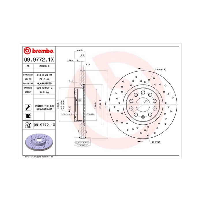 BREMBO XTRA LINE Bremsscheibe 09.9772.1X