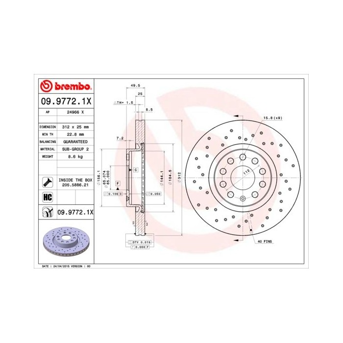 BREMBO XTRA LINE Bremsscheibe 09.9772.1X
