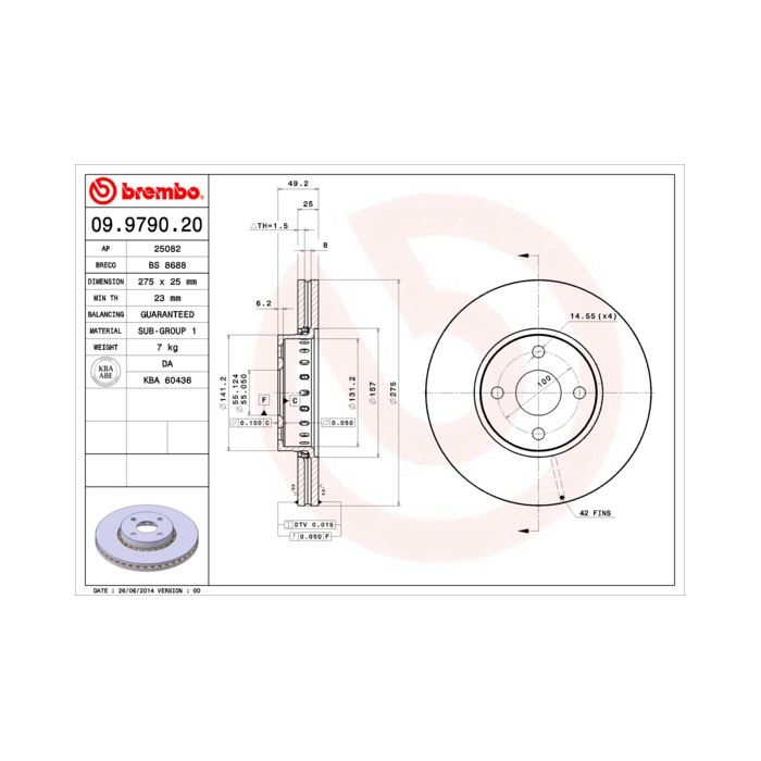 BREMBO Bremsscheibe 09.9790.20