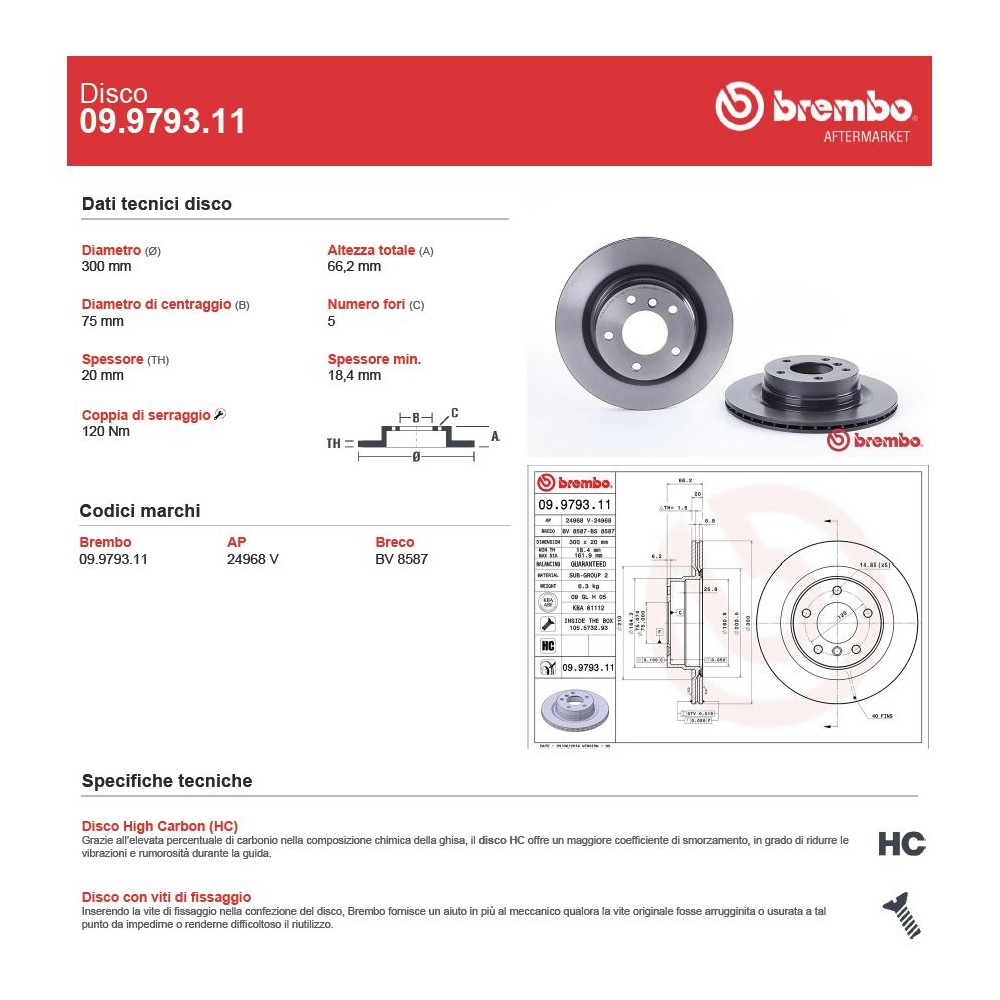 BREMBO COATED DISC LINE Bremsscheibe 09.9793.11