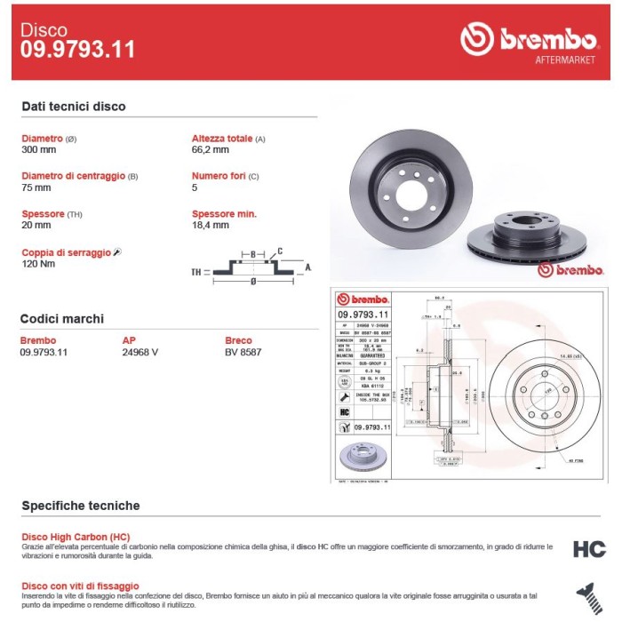 BREMBO COATED DISC LINE Bremsscheibe 09.9793.11