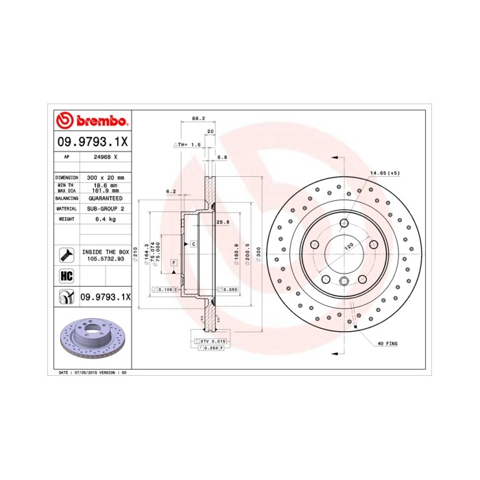 BREMBO XTRA LINE Bremsscheibe 09.9793.1X