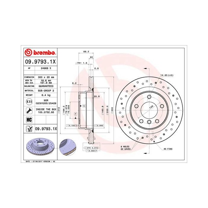 BREMBO XTRA LINE Bremsscheibe 09.9793.1X