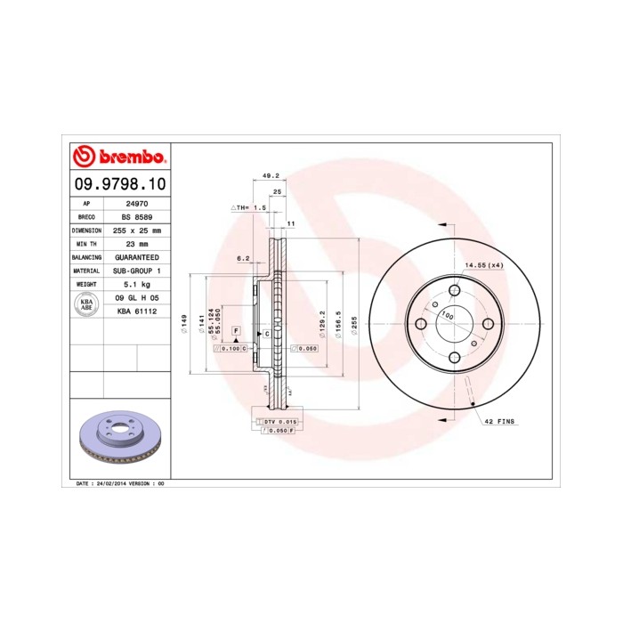 BREMBO Bremsscheibe 09.9798.10