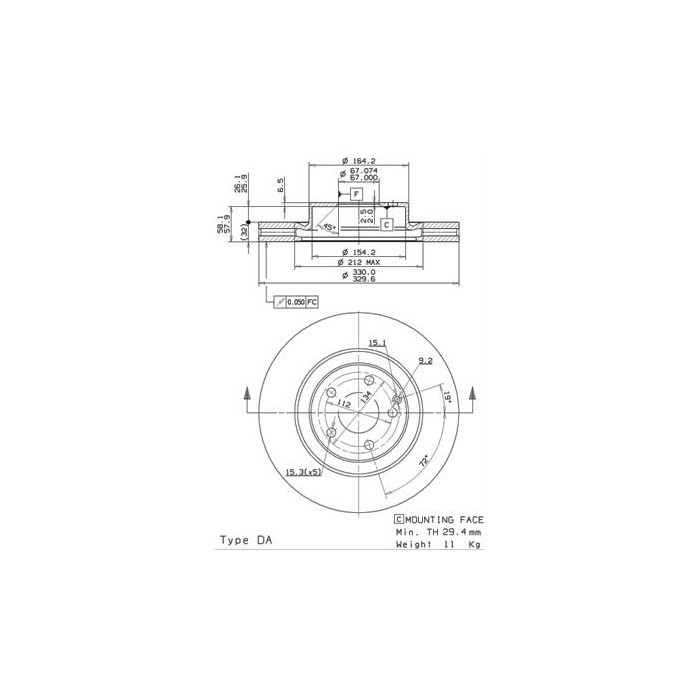 BREMBO COATED DISC LINE Bremsscheibe 09.9825.21