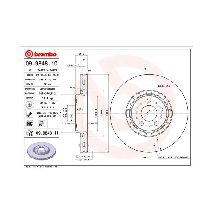 BREMBO COATED DISC LINE Bremsscheibe 09.9848.11