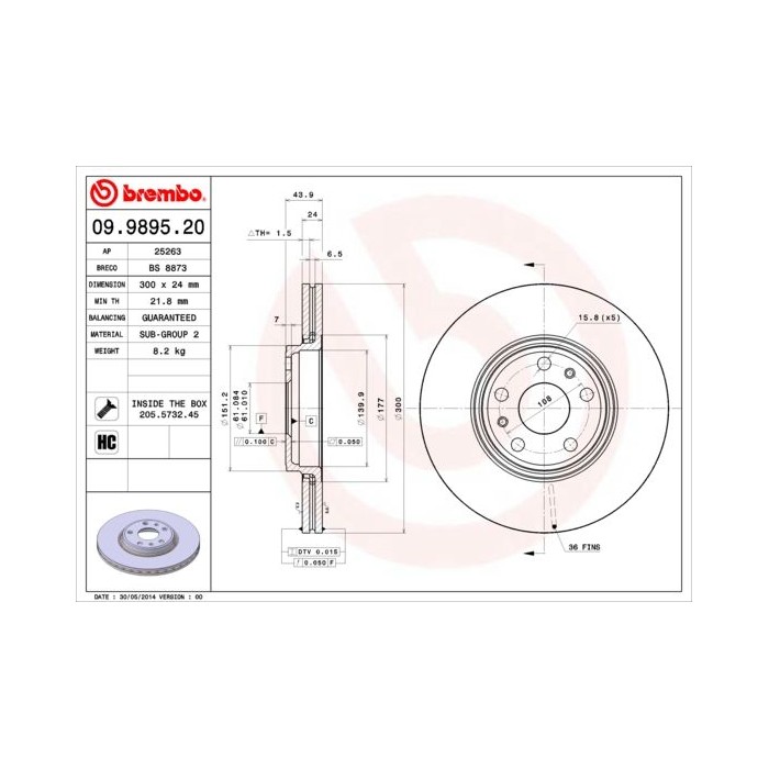 BREMBO Bremsscheibe 09.9895.20