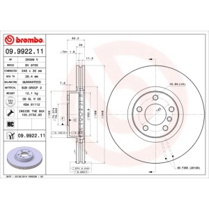 BREMBO COATED DISC LINE Bremsscheibe 09.9922.11