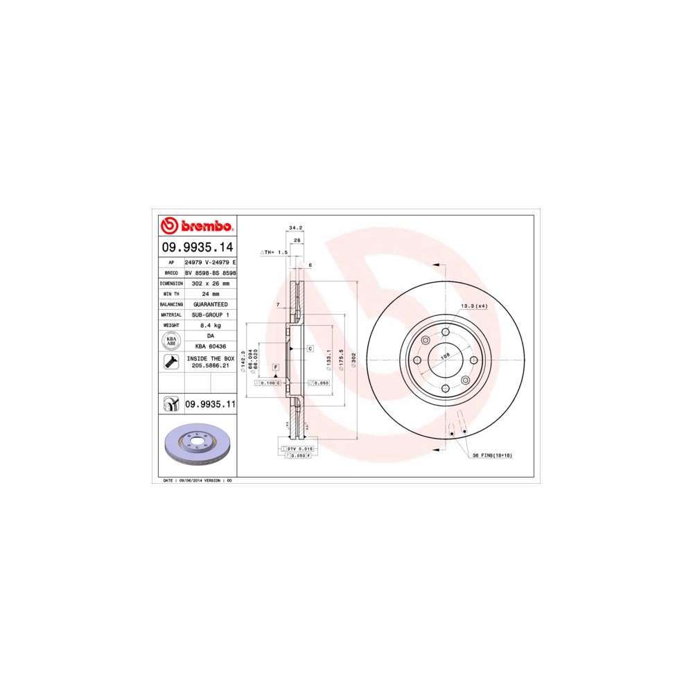 BREMBO COATED DISC LINE Bremsscheibe 09.9935.11