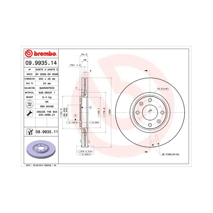 BREMBO COATED DISC LINE Bremsscheibe 09.9935.11