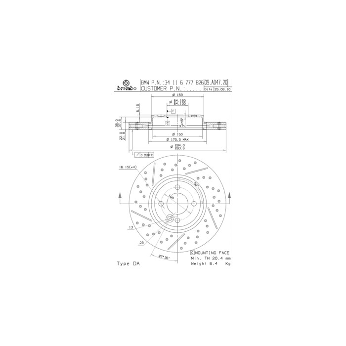 BREMBO COATED DISC LINE Bremsscheibe 09.A047.21