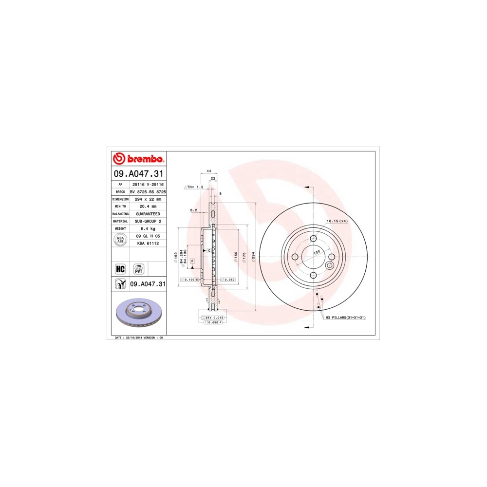 BREMBO COATED DISC LINE Bremsscheibe 09.A047.31