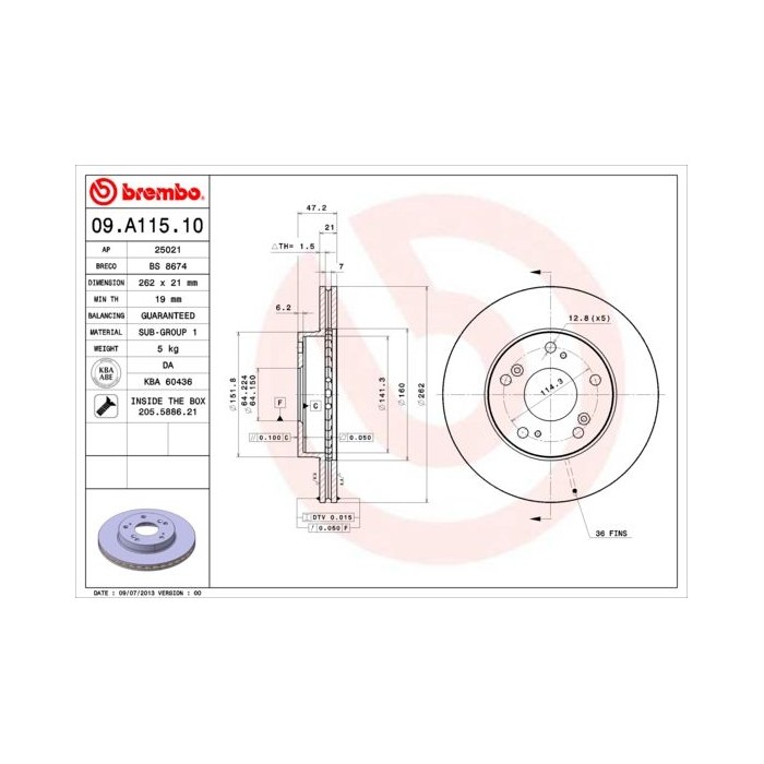 BREMBO Bremsscheibe 09.A115.10