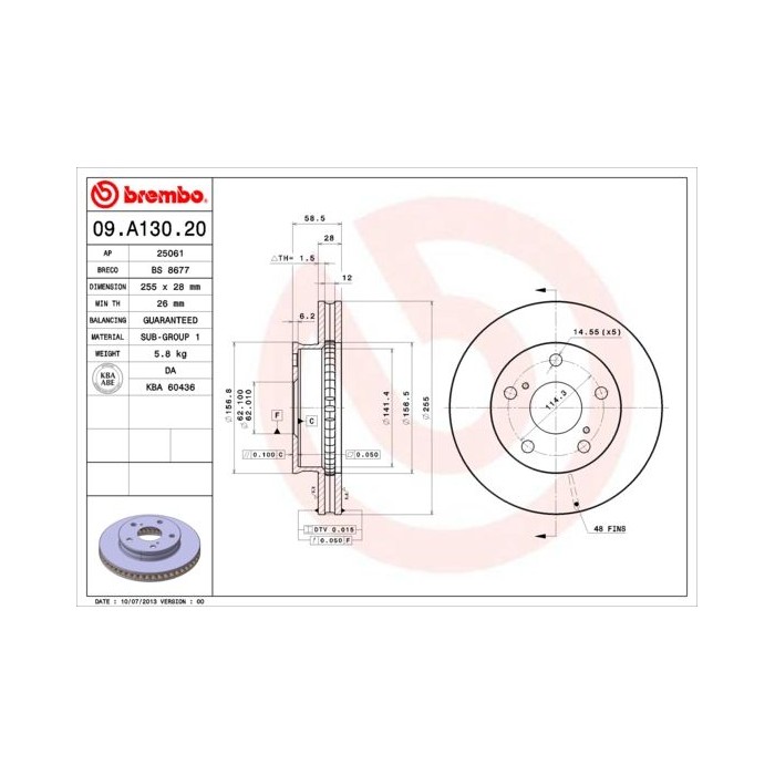 BREMBO Bremsscheibe 09.A130.20