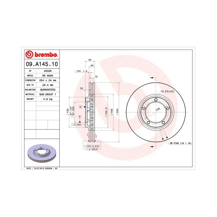 BREMBO Bremsscheibe 09.A145.10