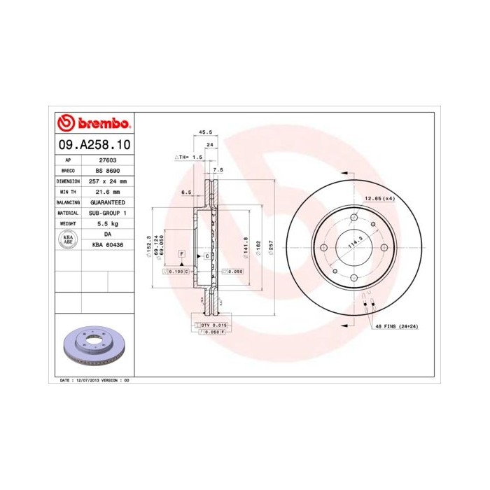 BREMBO Bremsscheibe 09.A258.10