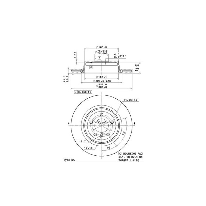 BREMBO COATED DISC LINE Bremsscheibe 09.A270.11