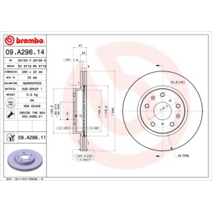 BREMBO COATED DISC LINE Bremsscheibe 09.A296.11