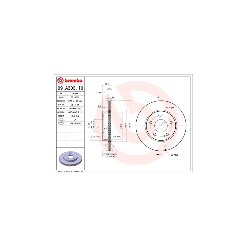 BREMBO Bremsscheibe 09.A303.10
