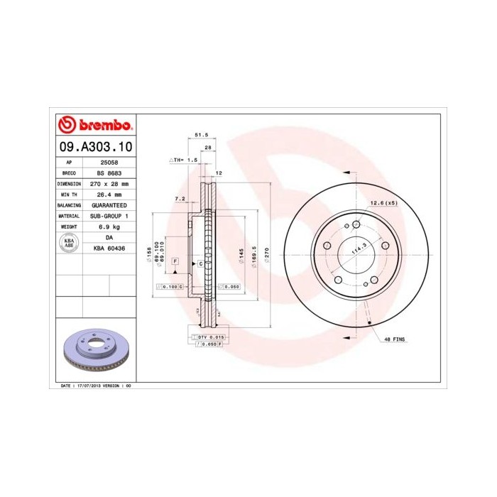 BREMBO Bremsscheibe 09.A303.10