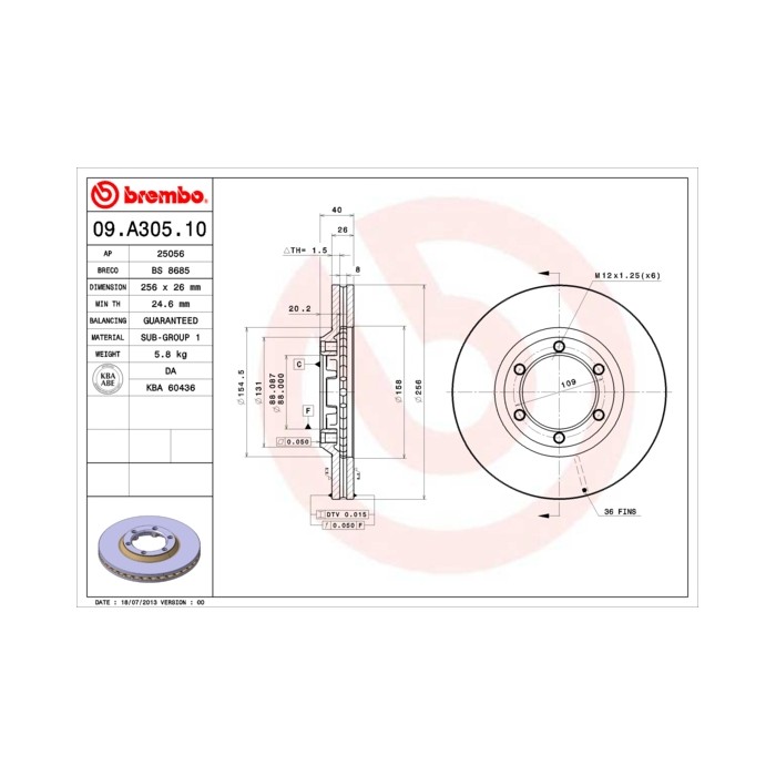BREMBO Bremsscheibe 09.A305.10