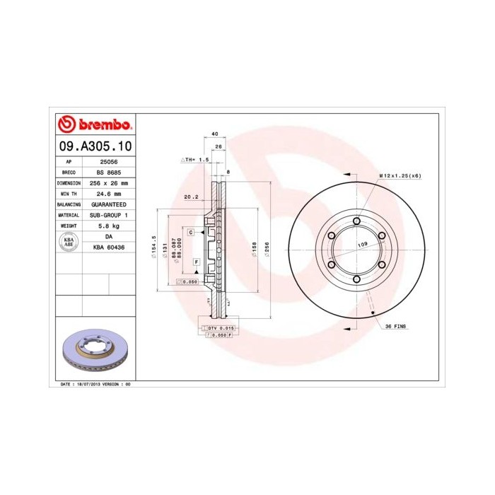 BREMBO Bremsscheibe 09.A305.10