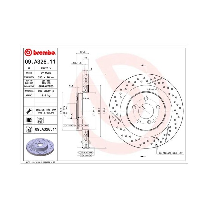 BREMBO COATED DISC LINE Bremsscheibe 09.A326.11