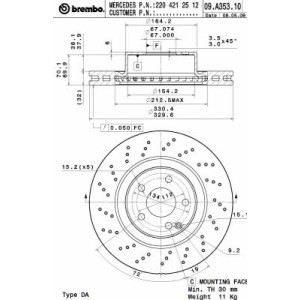 BREMBO COATED DISC LINE Bremsscheibe 09.A353.11