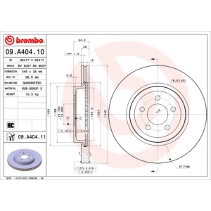BREMBO COATED DISC LINE Bremsscheibe 09.A404.11
