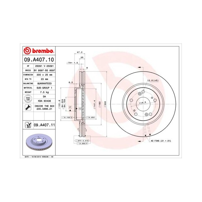 BREMBO COATED DISC LINE Bremsscheibe 09.A407.11
