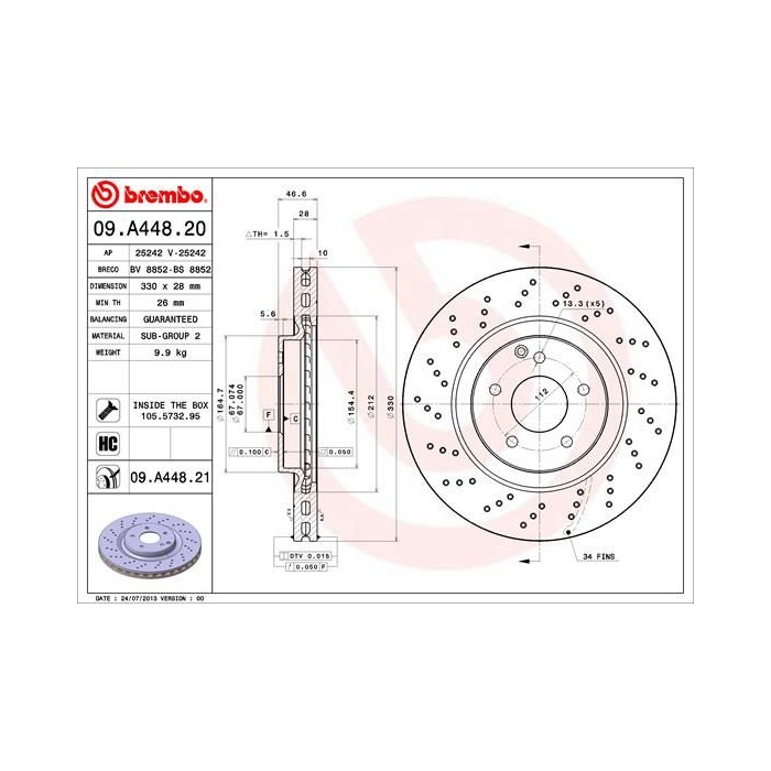 BREMBO COATED DISC LINE Bremsscheibe 09.A448.21
