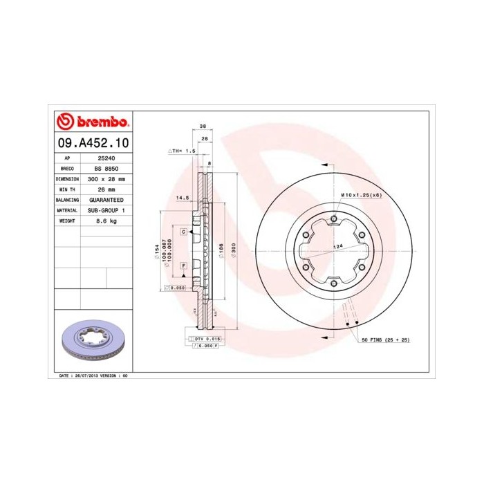 BREMBO Bremsscheibe 09.A452.10