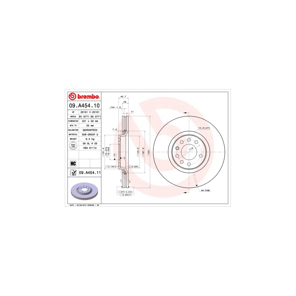 BREMBO Bremsscheibe 09.A454.10