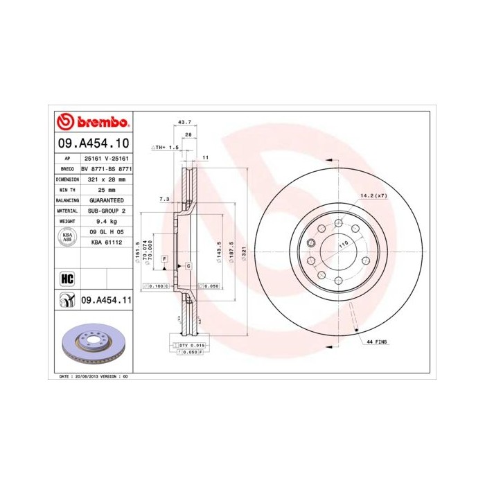 BREMBO Bremsscheibe 09.A454.10