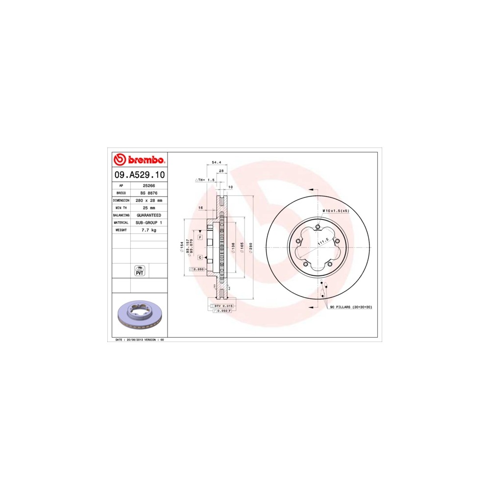 BREMBO Bremsscheibe 09.A529.10