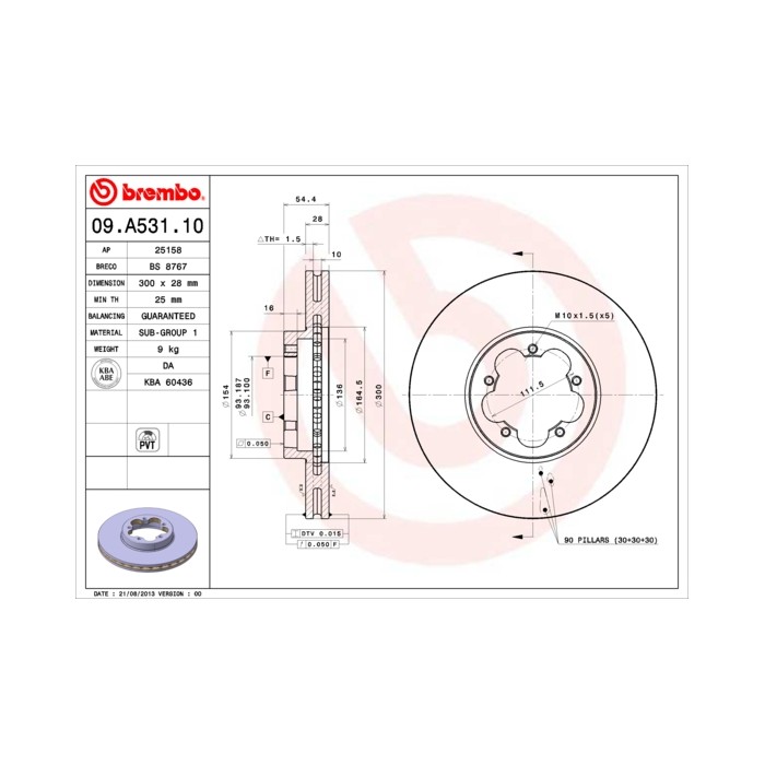 BREMBO Bremsscheibe 09.A531.10